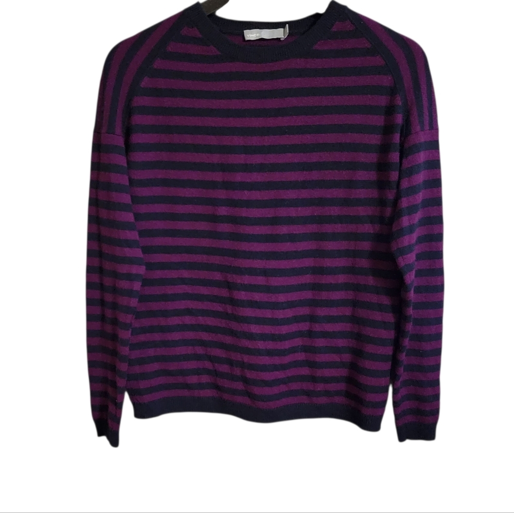 Vince Purple Striped Cashmere Sweater